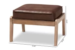 Baxton Studio Sigrid Mid-Century Modern Dark Brown Faux Leather Effect Fabric Upholstered Antique Oak Finished Wood Ottoman - Wholesale Interiors Sigrid-Dark Brown/Antique Oak-Otto -Home Haven Deals 7 2 2195 sigrid darkbrown antiqueoak otto 8 2