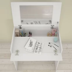 Vanity With Mirror / Writing Desk In White - Nexera 221603 -Home Haven Deals 71 221603 3