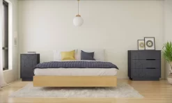 Cameo 3 Piece Queen Size Bedroom Set In Natural Maple And Charcoal Grey - Nexera 402783 -Home Haven Deals 71 402783 1 new