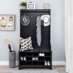 Hall Tree With Shoe Storage, Black - Prepac Manufacturing BSOG-0011-1