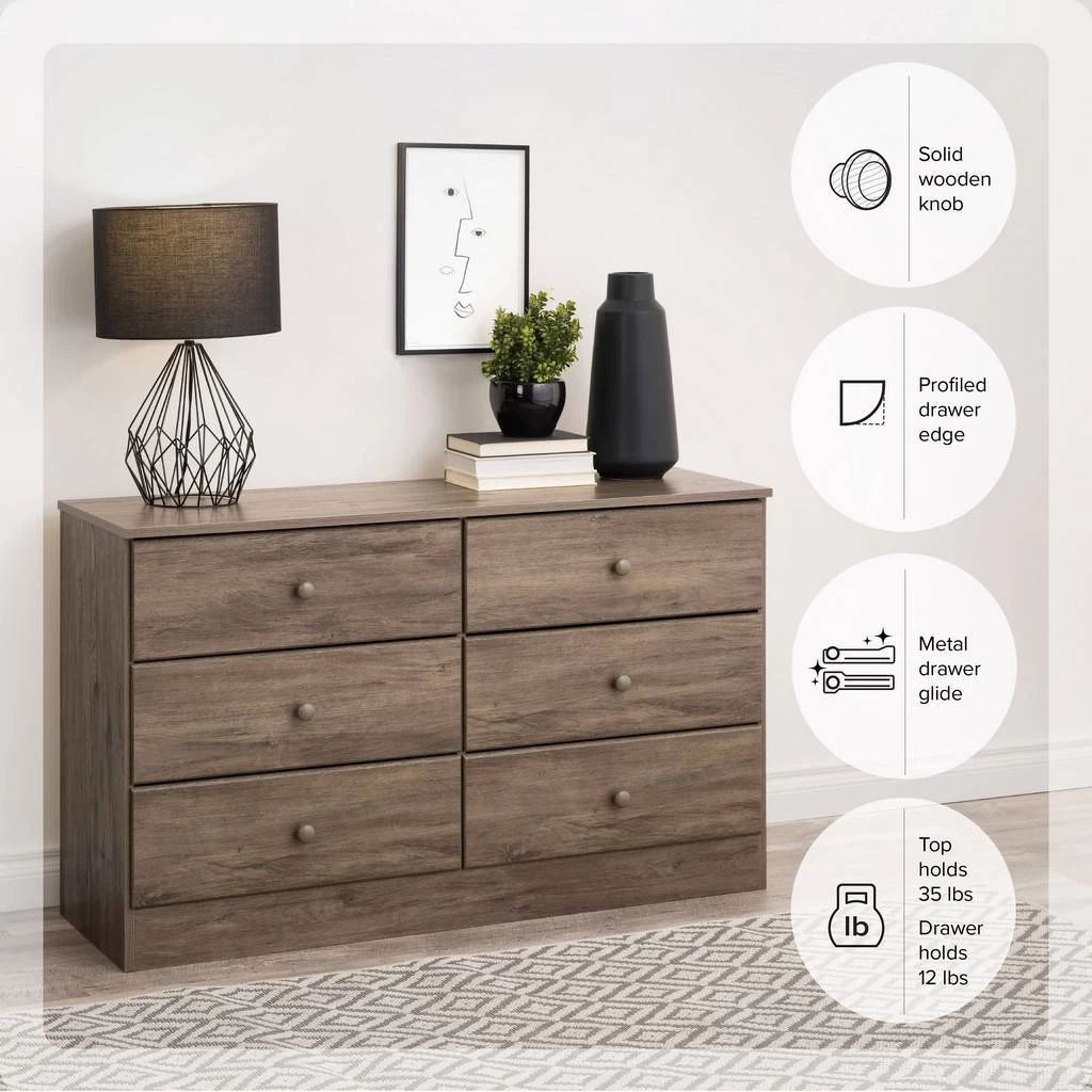 Astrid 6-Drawer Dresser, Drifted Gray - PREPAC Manufacturing DDBR-0402-1 7 Astrid 6-Drawer Dresser, Drifted Gray - PREPAC Manufacturing DDBR-0402-1 - Image 7