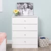 Astrid 4-Drawer Dresser With Acrylic Knobs, White  - Prepac Manufacturing WDBR-0401-1-V