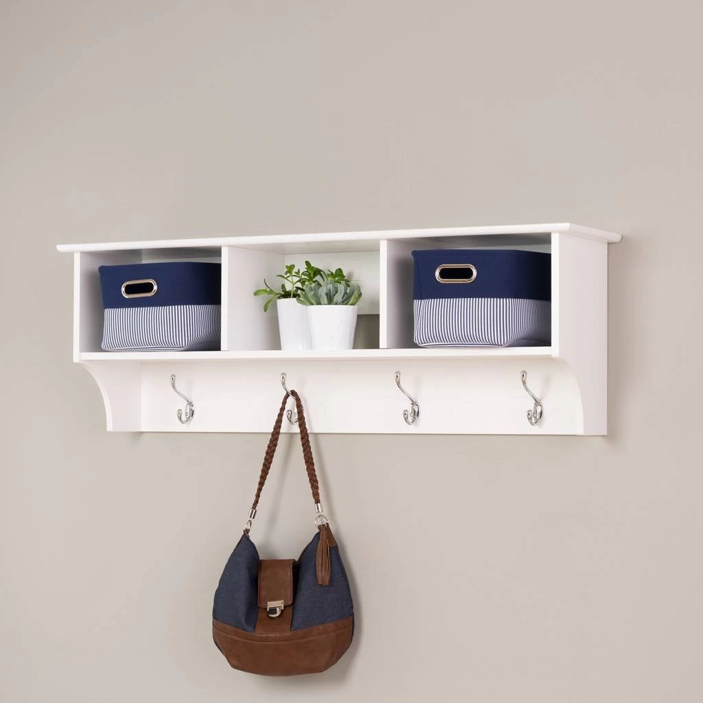 48 Inch Wide Hanging Entryway Shelf, White - Prepac Manufacturing WEC-4816 1 48 Inch Wide Hanging Entryway Shelf, White - Prepac Manufacturing WEC-4816