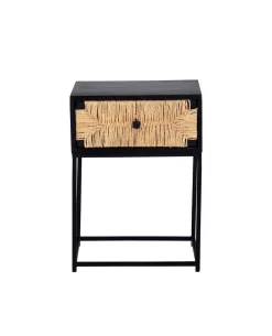 Layover Transitional Nightstand/Side Table In Black/Jute - Progressive Furniture A236-69