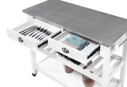 American Heritage Stainless Steel Top Kitchen Cart In White - Convenience Concepts 802240W -Home Haven Deals 802240w 4