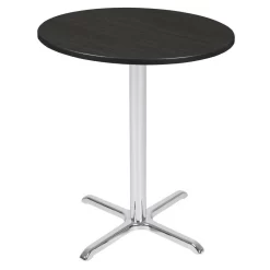 Regency Cain Cafe High 36" Round X-Base Table- Ash Grey/ Chrome Base - Regency TCB36RNDAGCM