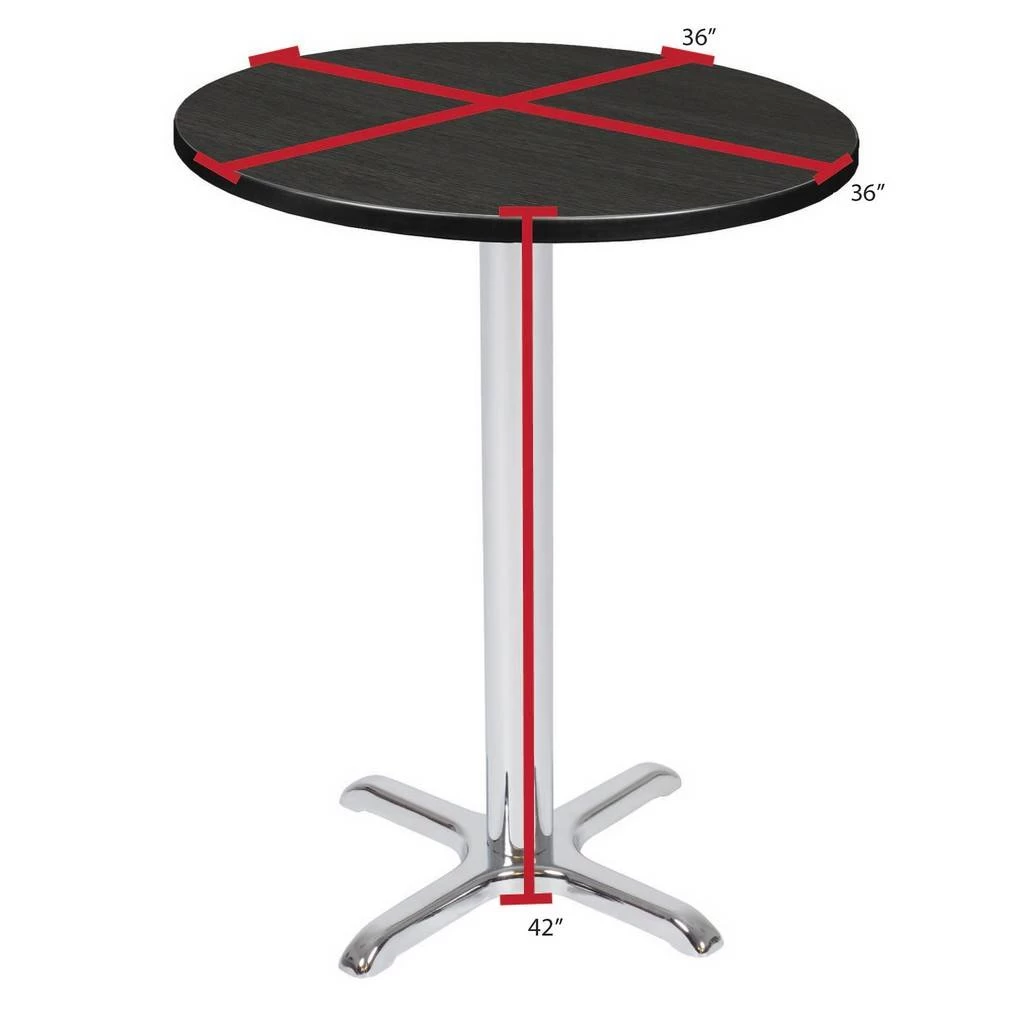 Regency Cain Cafe High 36" Round X-Base Table- Ash Grey/ Chrome Base - Regency TCB36RNDAGCM 4 Regency Cain Cafe High 36" Round X-Base Table- Ash Grey/ Chrome Base - Regency TCB36RNDAGCM - Image 4