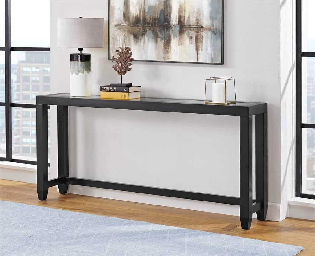 Cordero 66" Glass Top Sofa Console Table, Black - Martin Svensson 830242 1 Cordero 66" Glass Top Sofa Console Table, Black - Martin Svensson 830242
