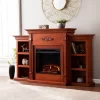 Tennyson Electric Fireplace W/ Bookcases - Classic Mahogany - SEI Furniture FE8547