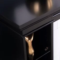 Henstinger Touch Screen Electric Fireplace W/ Bookcase - Black - SEI Furniture FR1225159 -Home Haven Deals 87 fr1225159 5