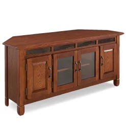 Riley Holliday Rustic Oak 56" Corner TV Console W/ Slate Tiles In Distressed Rustic Autumn