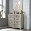 Contemporary 9 Drawer Bureau Dresser In Washed Taupe & Silver Champagne Finish - Liberty Furniture 902-BR32
