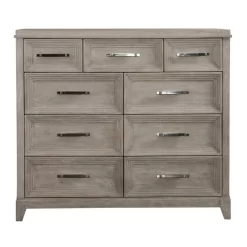 Contemporary 9 Drawer Bureau Dresser In Washed Taupe & Silver Champagne Finish - Liberty Furniture 902-BR32 -Home Haven Deals 902 br32 2
