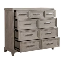 Contemporary 9 Drawer Bureau Dresser In Washed Taupe & Silver Champagne Finish - Liberty Furniture 902-BR32 -Home Haven Deals 902 br32 6