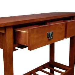 9061-RS Mission Wine Stand With Glass And Bottle Storage, Two Drawer, For Buffet, Dining Room, Living Room, Kitchen, Russet Finish - Leick Furniture 9061-RS 9 9061-RS Mission Wine Stand With Glass And Bottle Storage, Two Drawer, For Buffet, Dining Room, Living Room, Kitchen, Russet Finish - Leick Furniture 9061-RS -Home Haven Deals 9061 rs 4