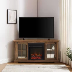 Walker Edison 54" Modern Farmhouse Corner Fireplace TV Stand - Rustic Oak - Walker Edision ABF54FCRO -Home Haven Deals 93 abf54fcro 7