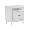 Walker Edison Mid-Century Modern Solid Wood 2-Drawer Nightstand – White - Walker Edision BR2DRLEENSWH