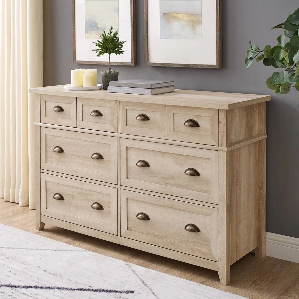 Walker Edison Odette 52" 6 Drawer Cup Handle Framed Dresser - White Oak - Walker Edision BR6DODDDRWO 7 Walker Edison Odette 52" 6 Drawer Cup Handle Framed Dresser - White Oak - Walker Edision BR6DODDDRWO - Image 7