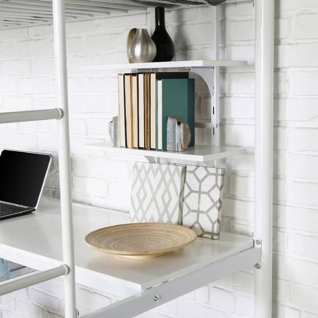 Premium Metal Twin Loft Bed W/ Workstation In White - Walker Edison BTOZWH 4 Premium Metal Twin Loft Bed W/ Workstation In White - Walker Edison BTOZWH - Image 4