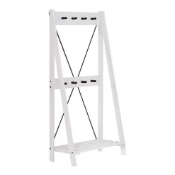 Walker Edison Rustic Solid Wood Hall Tree With Shoe Storage – White Wash - Walker Edision HT68FRAWW