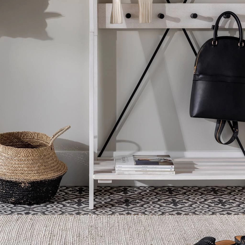 Walker Edison Rustic Solid Wood Hall Tree With Shoe Storage – White Wash - Walker Edision HT68FRAWW 6 Walker Edison Rustic Solid Wood Hall Tree With Shoe Storage – White Wash - Walker Edision HT68FRAWW - Image 6