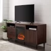 60" Modern Storage Fireplace Console In Dark Walnut - Walker Edison W60FPRTHDW