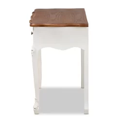 Baxton Studio Sophie Classic Traditional French Country White & Brown Finished Small 3-Drawer Wood Console Table - Wholesale Interiors 132050-White-Console -Home Haven Deals 95 132050 white console 4