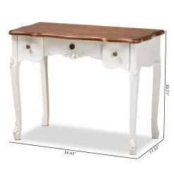 Baxton Studio Sophie Classic Traditional French Country White & Brown Finished Small 3-Drawer Wood Console Table - Wholesale Interiors 132050-White-Console -Home Haven Deals 95 132050 white console 9