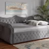 Baxton Studio Abbie Traditional & Transitional Grey Velvet Fabric & Crystal Tufted Queen Size Daybed - Wholesale Interiors Abbie-Grey Velvet-Daybed-Queen