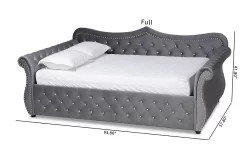 Baxton Studio Abbie Traditional & Transitional Grey Velvet Fabric & Crystal Tufted Queen Size Daybed - Wholesale Interiors Abbie-Grey Velvet-Daybed-Queen -Home Haven Deals 95 abbie grey velvet daybed queen 12