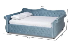 Baxton Studio Abbie Traditional & Transitional Light Blue Velvet Fabric & Crystal Tufted Queen Size Daybed - Wholesale Interiors Abbie-Light Blue Velvet-Daybed-Queen -Home Haven Deals 95 abbie light blue velvet daybed queen 12