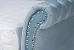 Baxton Studio Abbie Traditional & Transitional Light Blue Velvet Fabric & Crystal Tufted Queen Size Daybed - Wholesale Interiors Abbie-Light Blue Velvet-Daybed-Queen -Home Haven Deals 95 abbie light blue velvet daybed queen 8