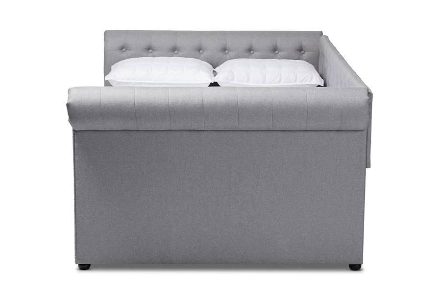 Baxton Studio Mabelle Modern And Contemporary Gray Fabric Upholstered Full Size Daybed With Trundle - Ashley-Grey-Daybed-F/T 2 Baxton Studio Mabelle Modern And Contemporary Gray Fabric Upholstered Full Size Daybed With Trundle - Ashley-Grey-Daybed-F/T - Image 2