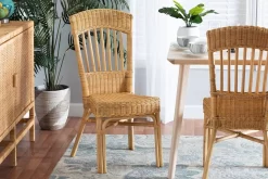 Baxton Studio Barito Modern Bohemian Natural Brown Rattan Dining Chair - Wholesale Interiors Barito-Rattan-DC -Home Haven Deals 95 barito rattan dc 9