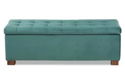 Baxton Studio Roanoke Modern Teal Blue Velvet Fabric Grid-Tufted Storage Ottoman Bench - Wholesale Interiors BBT3101-Teal Velvet/Walnut-Otto -Home Haven Deals 95 bbt3101 tealvelvet walnut otto 4