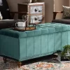 Baxton Studio Kaylee Modern Teal Blue Velvet Fabric Button-Tufted Storage Ottoman Bench - Wholesale Interiors BBT3137-Teal Velvet/Walnut-Otto