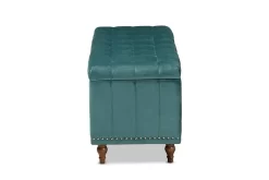Baxton Studio Kaylee Modern Teal Blue Velvet Fabric Button-Tufted Storage Ottoman Bench - Wholesale Interiors BBT3137-Teal Velvet/Walnut-Otto -Home Haven Deals 95 bbt3137 tealvelvet walnut otto 5