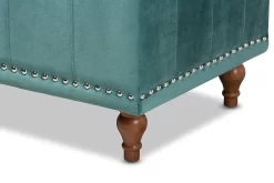Baxton Studio Kaylee Modern Teal Blue Velvet Fabric Button-Tufted Storage Ottoman Bench - Wholesale Interiors BBT3137-Teal Velvet/Walnut-Otto -Home Haven Deals 95 bbt3137 tealvelvet walnut otto 8