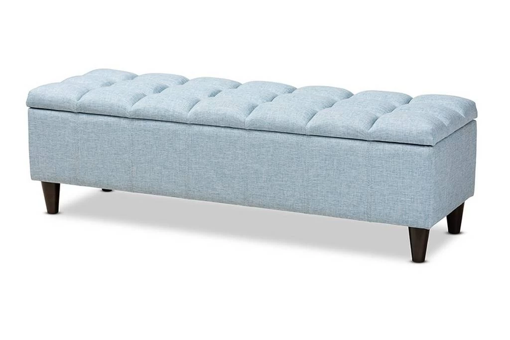 Baxton Studio Brette Mid-Century Modern Light Blue Fabric Dark Brown Finished Wood Storage Bench Ottoman- BBT3162-Light Blue-Otto 2 Baxton Studio Brette Mid-Century Modern Light Blue Fabric Dark Brown Finished Wood Storage Bench Ottoman- BBT3162-Light Blue-Otto - Image 2