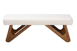 Baxton Studio Rika Japandi Cream Boucle Fabric And Walnut Brown Finished Wood Bench - Wholesale Interiors BBT5367-Cream/Walnut-Bench -Home Haven Deals 95 bbt5367 cream walnut bench 3