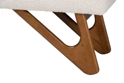 Baxton Studio Rika Japandi Cream Boucle Fabric And Walnut Brown Finished Wood Bench - Wholesale Interiors BBT5367-Cream/Walnut-Bench -Home Haven Deals 95 bbt5367 cream walnut bench 5