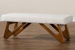 Baxton Studio Rika Japandi Cream Boucle Fabric And Walnut Brown Finished Wood Bench - Wholesale Interiors BBT5367-Cream/Walnut-Bench -Home Haven Deals 95 bbt5367 cream walnut bench 8