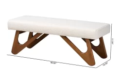 Baxton Studio Rika Japandi Cream Boucle Fabric And Walnut Brown Finished Wood Bench - Wholesale Interiors BBT5367-Cream/Walnut-Bench -Home Haven Deals 95 bbt5367 cream walnut bench 9