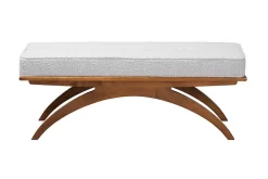Baxton Studio Orella Japandi Light Grey Boucle Fabric And Walnut Brown Finished Wood Bench – Wholesale Interiors BBT5473-Maya-Sky Grey/Walnut-Bench -Home Haven Deals 95 bbt5473 maya sky grey walnut bench 3