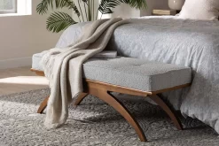 Baxton Studio Orella Japandi Light Grey Boucle Fabric And Walnut Brown Finished Wood Bench – Wholesale Interiors BBT5473-Maya-Sky Grey/Walnut-Bench -Home Haven Deals 95 bbt5473 maya sky grey walnut bench 7