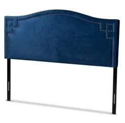 Baxton Studio Aubrey Modern And Contemporary Royal Blue Velvet Fabric Upholstered Full Size Headboard - BBT6563-Navy Blue-HB-Full
