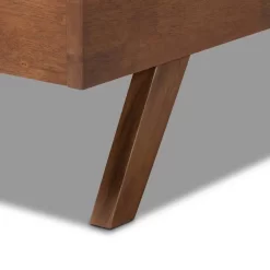 Baxton Studio Brita Mid-Century Modern Light Beige Fabric Walnut Finished Wood Queen Size Bed - BBT6808-Light Beige/Walnut-Queen -Home Haven Deals 95 bbt6808 light beige walnut queen 5