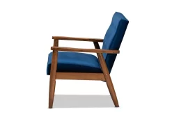 Baxton Studio Sorrento Mid-century Modern Navy Blue Velvet Fabric Walnut Finished Wooden Lounge Chair - Wholesale Interiors BBT8013-Navy Velvet/Walnut-CC -Home Haven Deals 95 bbt8013 navyvelvet walnut cc 4