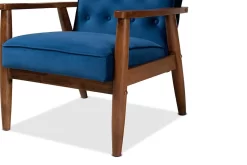 Baxton Studio Sorrento Mid-century Modern Navy Blue Velvet Fabric Walnut Finished Wooden Lounge Chair - Wholesale Interiors BBT8013-Navy Velvet/Walnut-CC -Home Haven Deals 95 bbt8013 navyvelvet walnut cc 7