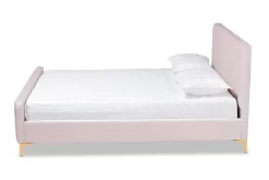 Baxton Studio Nami Modern Glam & Luxe Light Pink Velvet Fabric & Gold Finished King Size Platform Bed - Wholesale Interiors CF0374-Light-Pink-King -Home Haven Deals 95 cf0374 light pink king 3